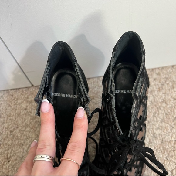 $549 Pierre Hardy Black Pink Metallic Suede Woven Cage Stiletto Heel Sz 8/38 - Picture 10 of 11